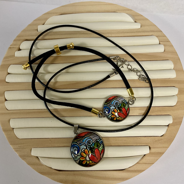 Handmade, colourful necklace and bracelet set. Beautiful coordinated jewellery gift.