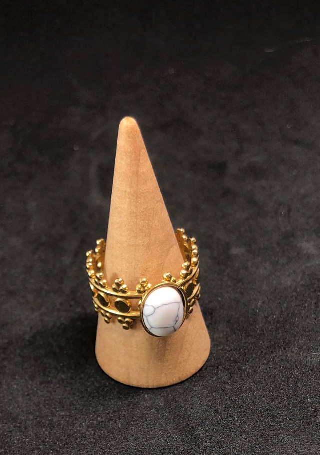 Bague métal et howlite