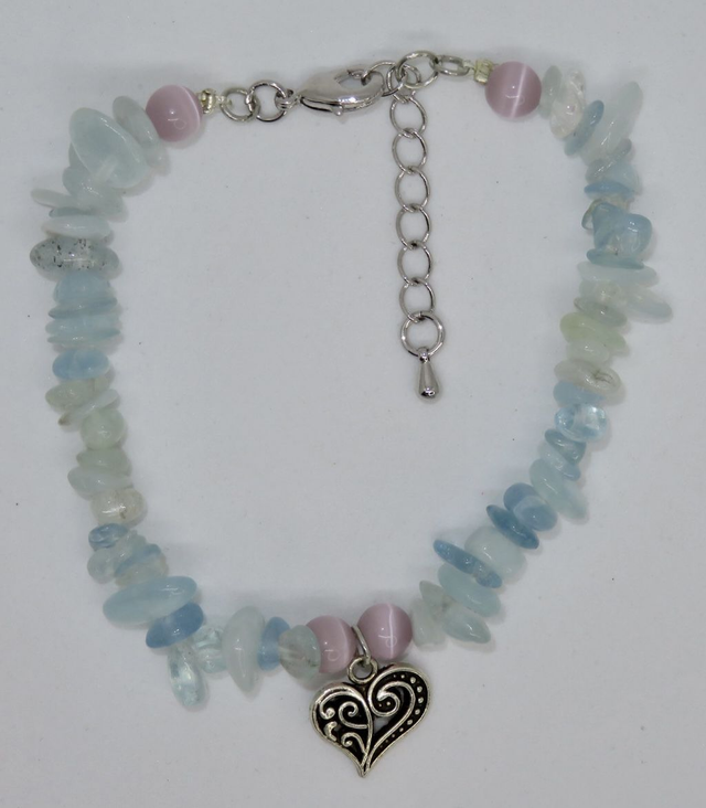 Bracelet en Aigue-marine sur fermoir