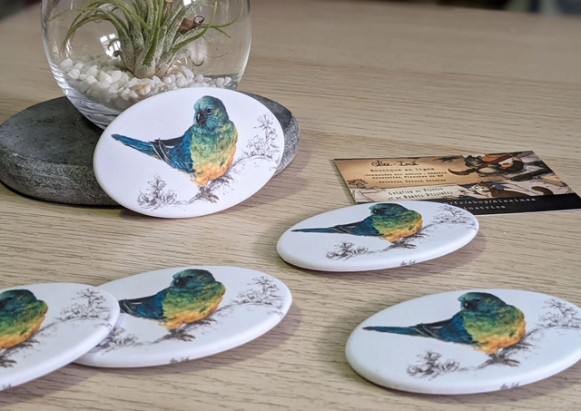 Perruche Croupion, Broche Soft Touch ovale