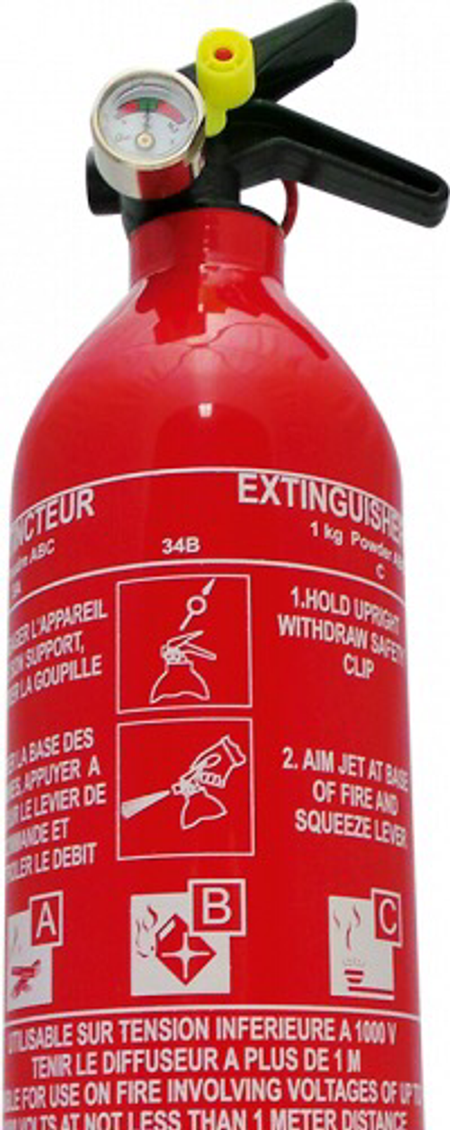 Extincteur poudre 1kg 5A 34B C Angleterre/France