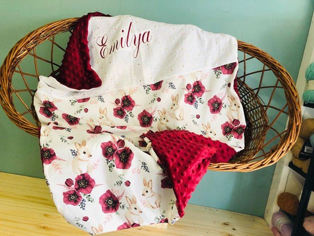 Plaid Lapin Bordeaux