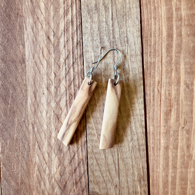Boucle d oreille bois d’Olivier rectangle 