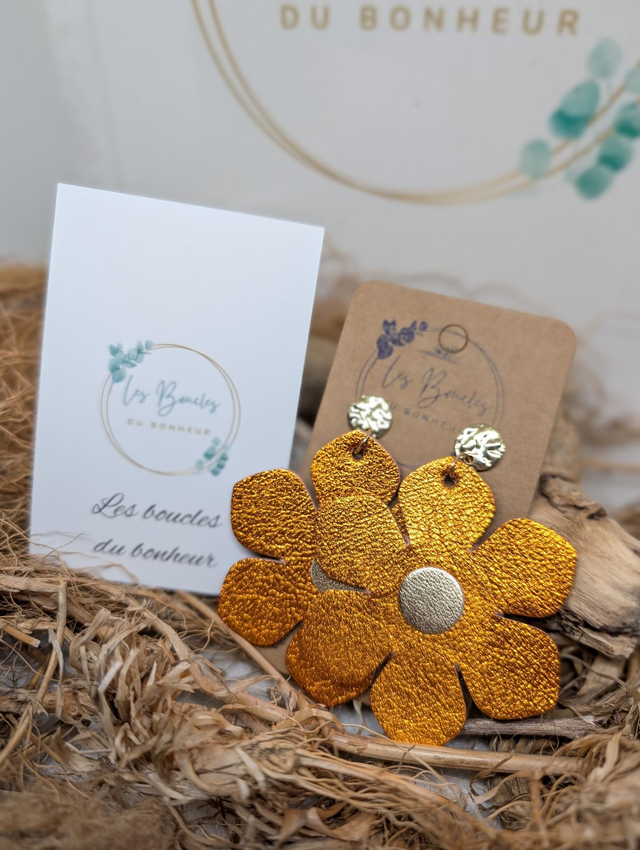 Boucles d'oreilles Ginette orange irisé gi014