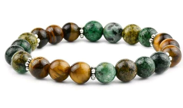 Bracelet oeil de tigre, turquoise africaine 