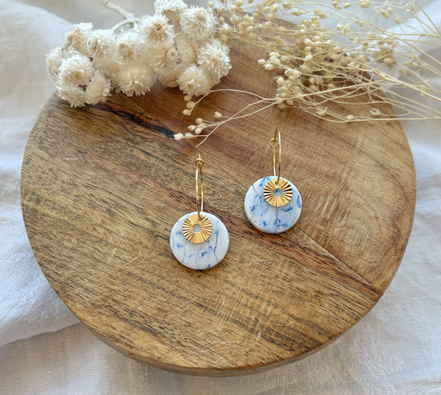 Rond sequin - bleu/blanc