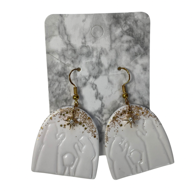 Christmas nativity earrings - gold