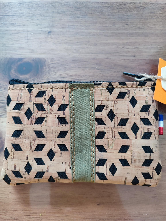 Porte monnaie triangles kaki