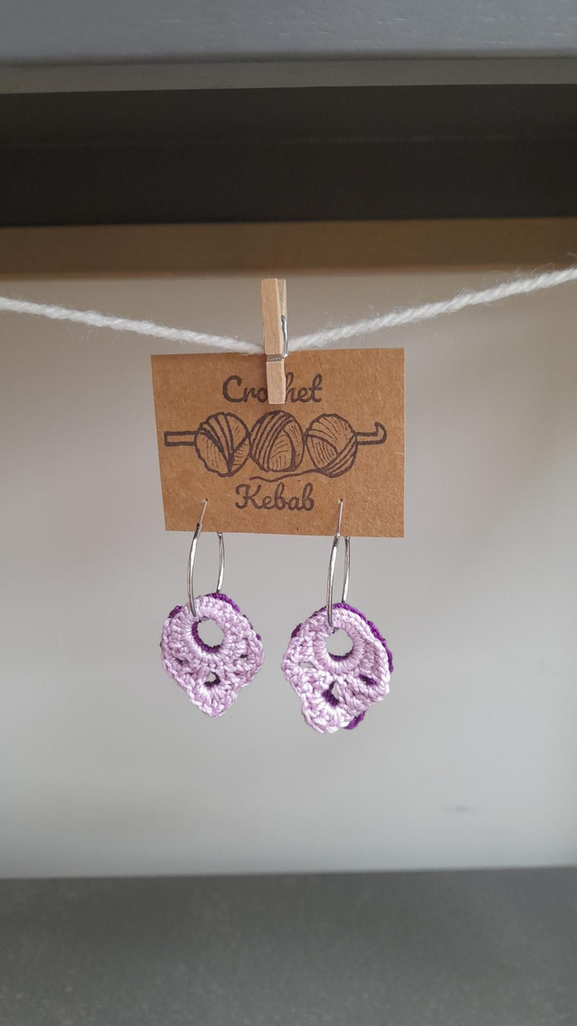 Faith on silver hoop- Lilac &amp; Purple