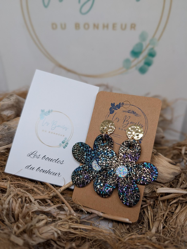 Boucles d'oreilles Baby Marguerite holographique bm107