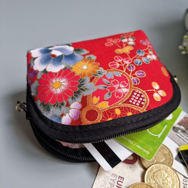 Porte-monnaie arrondi "Kaori" rouge