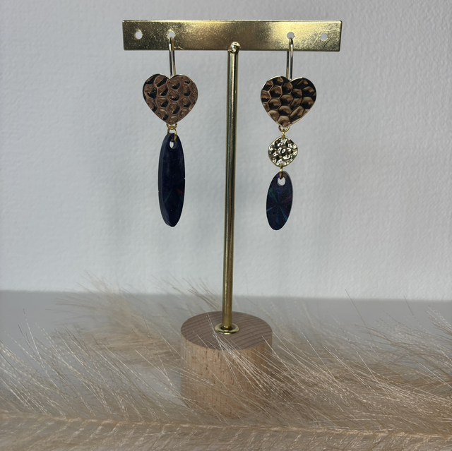 Boucles d’oreilles or et noir