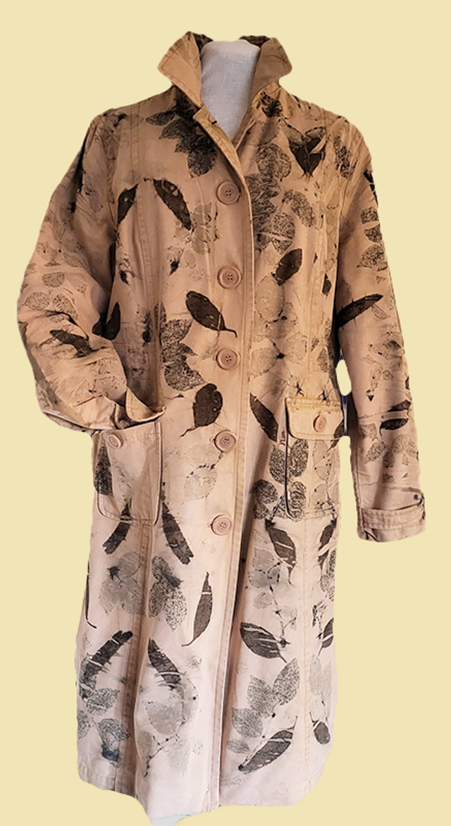 Pale pink Monsoon cotton overcoat - size 16 - printed with Rose and Eucalyptus leaves.