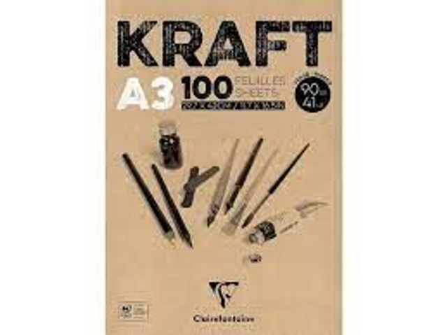 Bloc papier kraft CLAIREFONTAINE A3 100 feuilles 90g