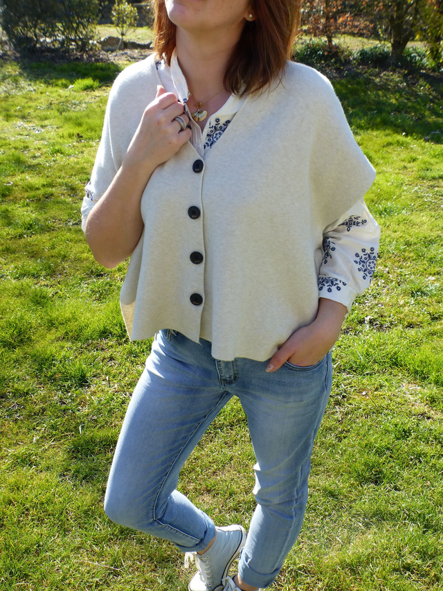 gilet boléro ficelle col V 