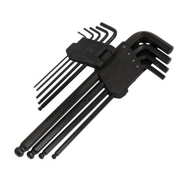 9pc Extra Long set Metric Ball Point Hex Allen Key Set Allan Alan 1.5 - 10mm
