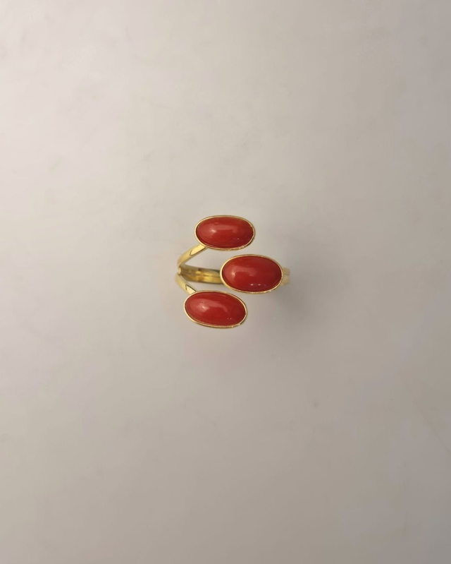 Anello 3 Spole di Corallo Rosso