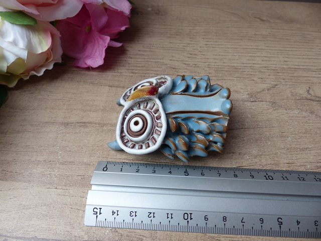 Céramique figurine hibou bleu, poterie hibou, figurine hibou artisanat, statuette hibou terre cuite, bébé hibou décoration collection