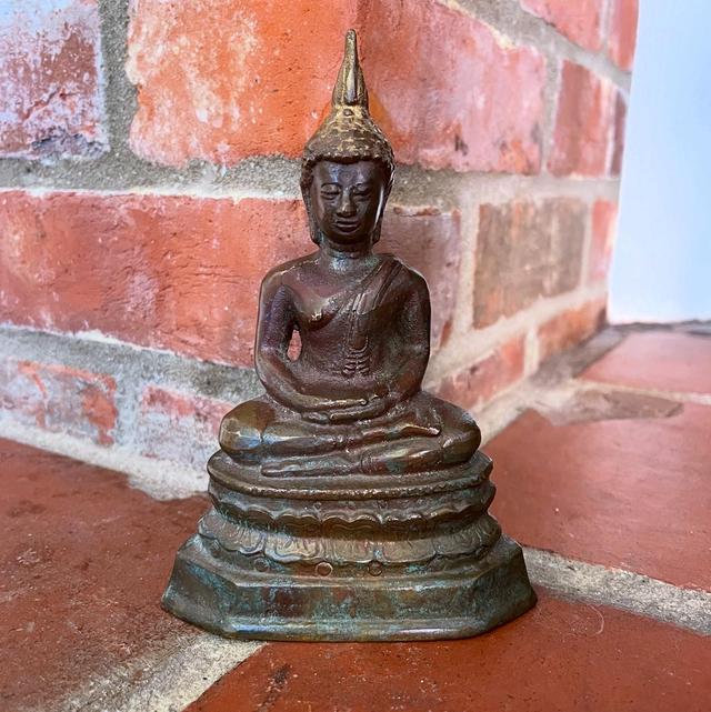 19th Century Bronze Thai Buddha On Lotus Base