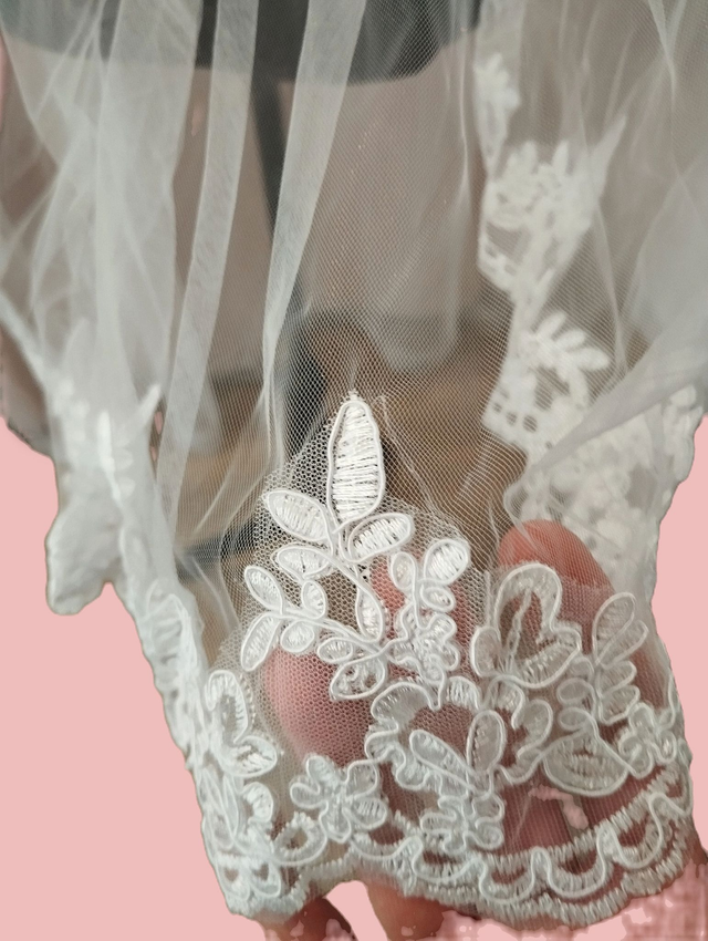 Voile mariée simple dentelle 75 cm