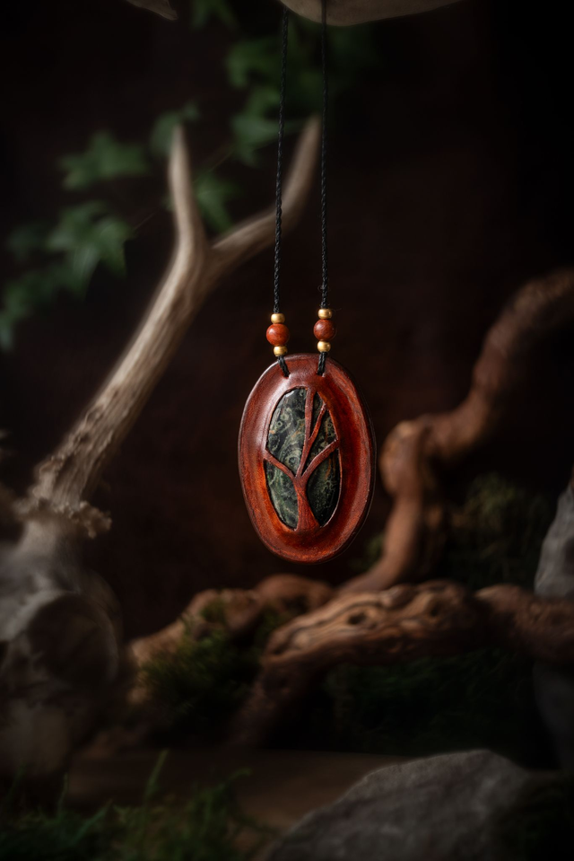 Nimüé - collier Jaspe Kambaba - cuir