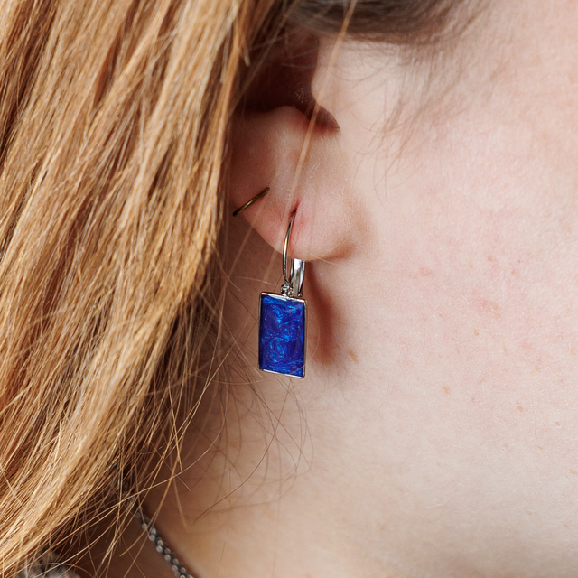 Rectangle Lever Back Earrings