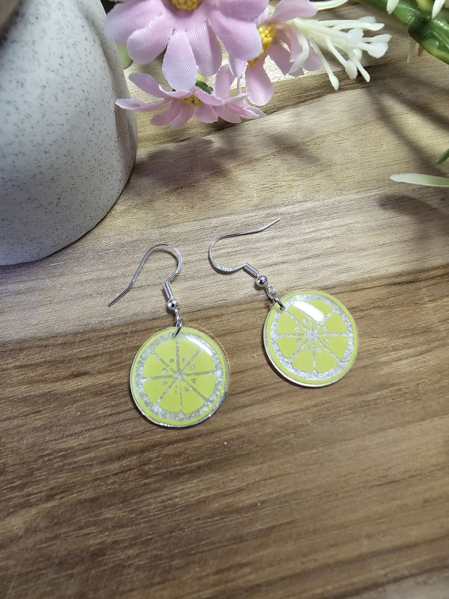 Boucles d&#039;oreilles 20mm Argent &quot;Délices Fruités&quot; CITRON