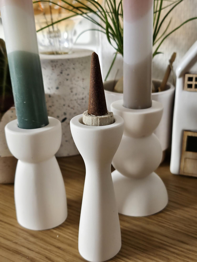 Duo bougeoirs + porte-encens pour cônes 