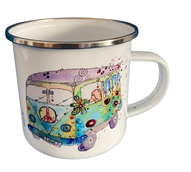 Emailletasse "Bully mit Hund - Weniger Alltag, Mehr Leben"