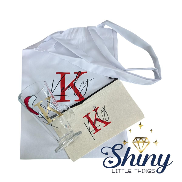 Personalised Christmas Latte Mug, Makeup Bag &amp; Tote Bag Set – A Festive Gift to Treasure