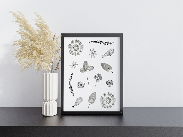 Monotype végétal numérisé – Reproduction artistique de plante originale