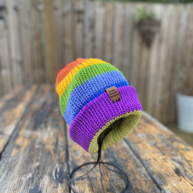 Signature Rainbow Funky Chunky Beanie – Handmade in Scotland