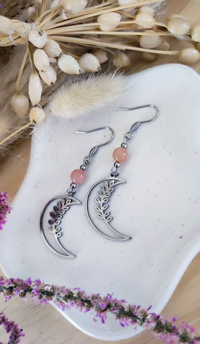 Boucles d'oreilles Fantaisie et Pierre de soleil 