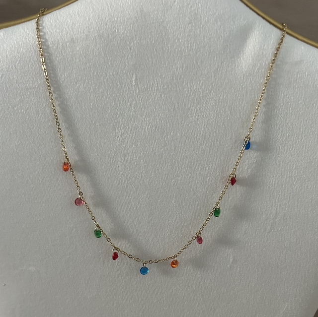 Collier pierre multicolore 