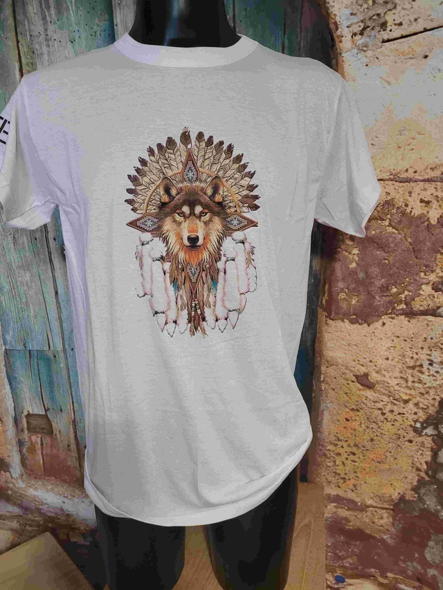 T-SHIRT BLANC HOMME LOUP (H2)