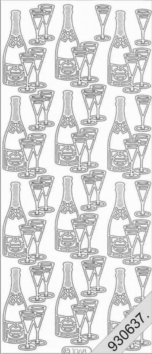 Champagne met glazen (zilver) 1068