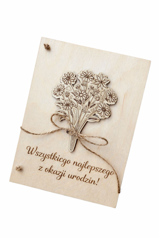 Personalizowana drewniana kartka z grawerem – wyjątkowe życzenia