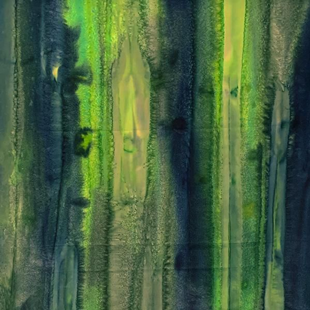 John Loudon Cotton Batik - Green/Navy Splash