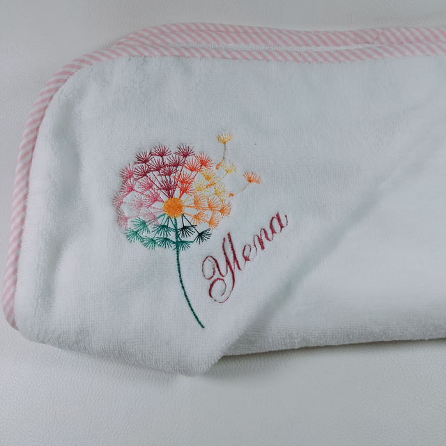 Cape de bain personnalisée fleur de  pissenlit multicolore