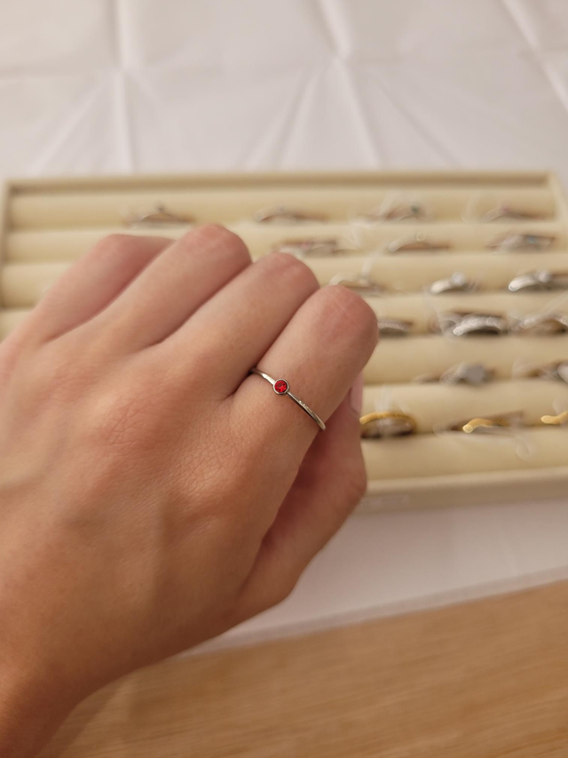 Stainless steel birthstone ring - January - Size L - SL-024