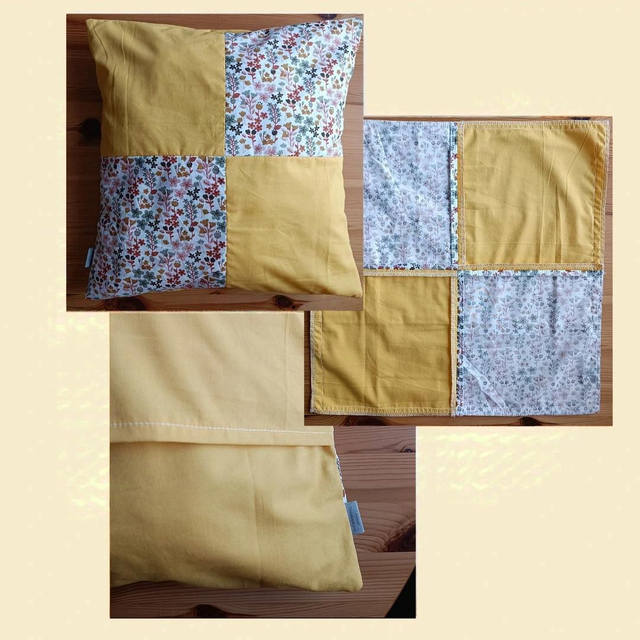 Kissenbezug aus 100% Baumwolle, 40×40cm, Hotelverschluss, z.T. Patchwork