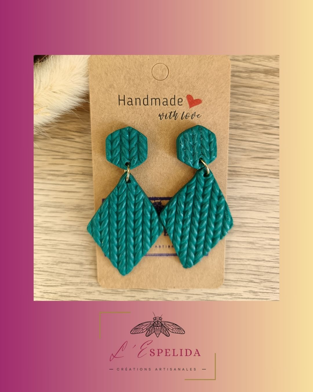 Losanges pelote bleue verte