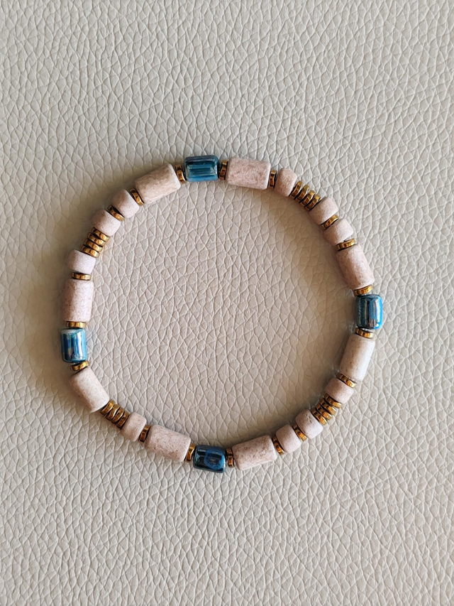 Antik Faroa - Bracelet Greige & bleu azur