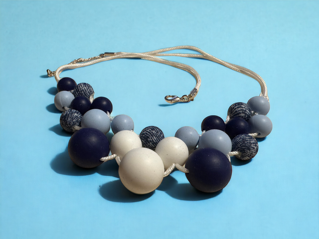 White and Blues Statement Necklace