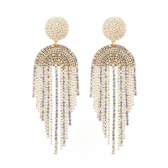 Statement oorbellen party strass statement white