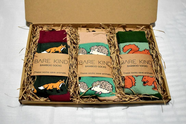Woodland Sock Gift Box - contains 3 x Bare Kind Bamboo Socks