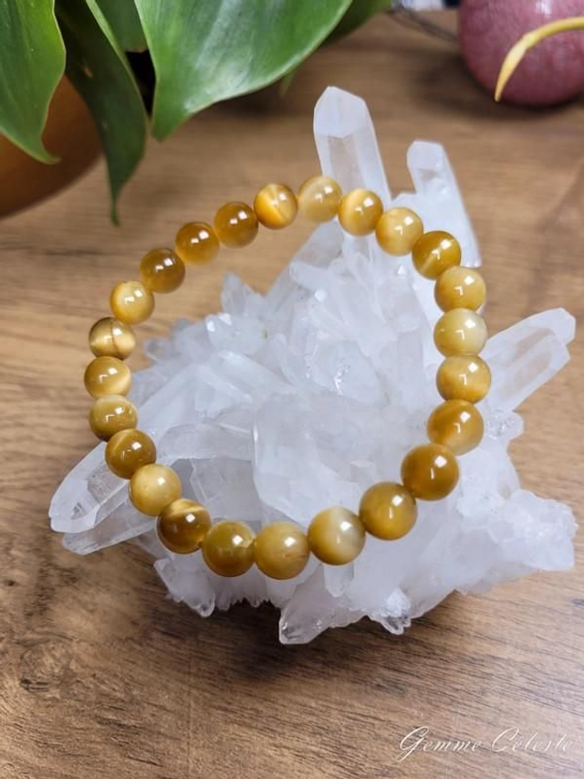 Œil de Tigre doré - Bracelet avec perles de 8 mm