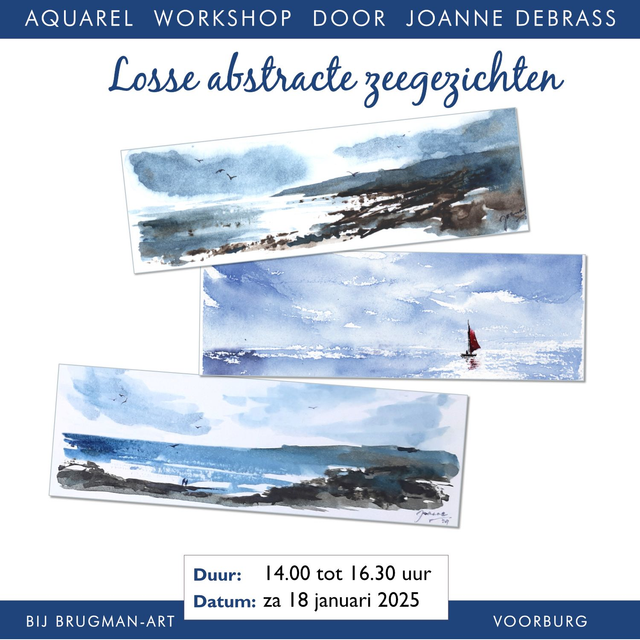 Aquarel workshop -  Losse abstracte zeegezichten - 14:00 - 16:30 - 18 januari 2025