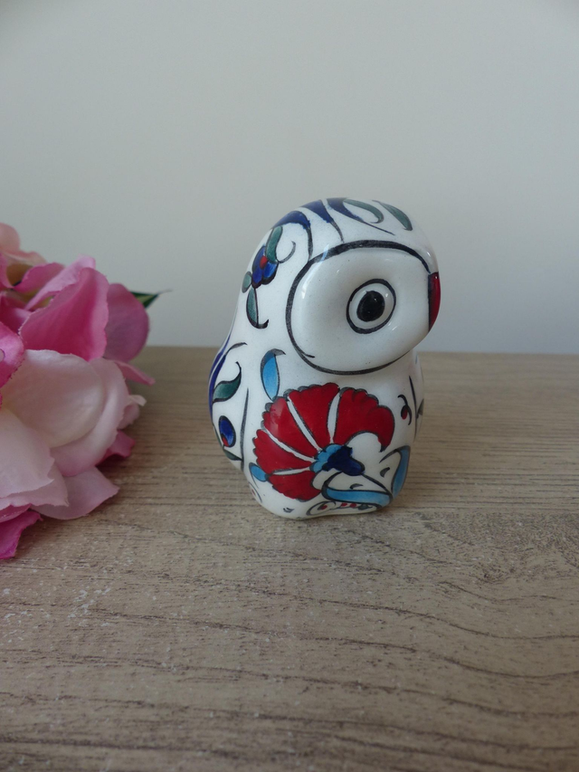 Figurine chouette en céramique – Art folklorique mexicain peint à la main – Protectrice du foyer – Décoration intérieure vintage