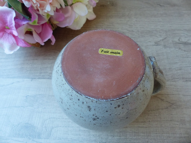 Petit Pichet en Grès Beige Moucheté Romantique Poterie Potier fait Main Décoration Cuisine Cadeau Vintage Bohème